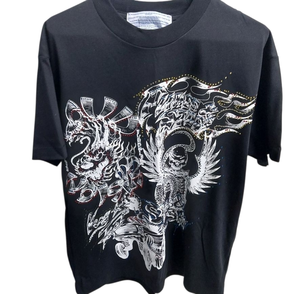 Men's Black Graphic Tee with Bold Design